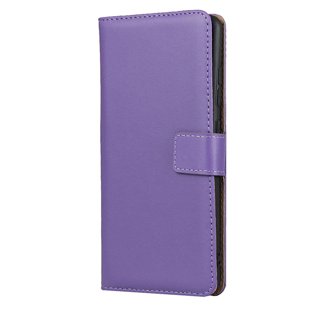 For Samsung Galaxy S20 FE 4G/5G/S20 Lite/S20 FE 2022 Split Leather Shell Wallet Stand Mobile Phone Cover - Purple