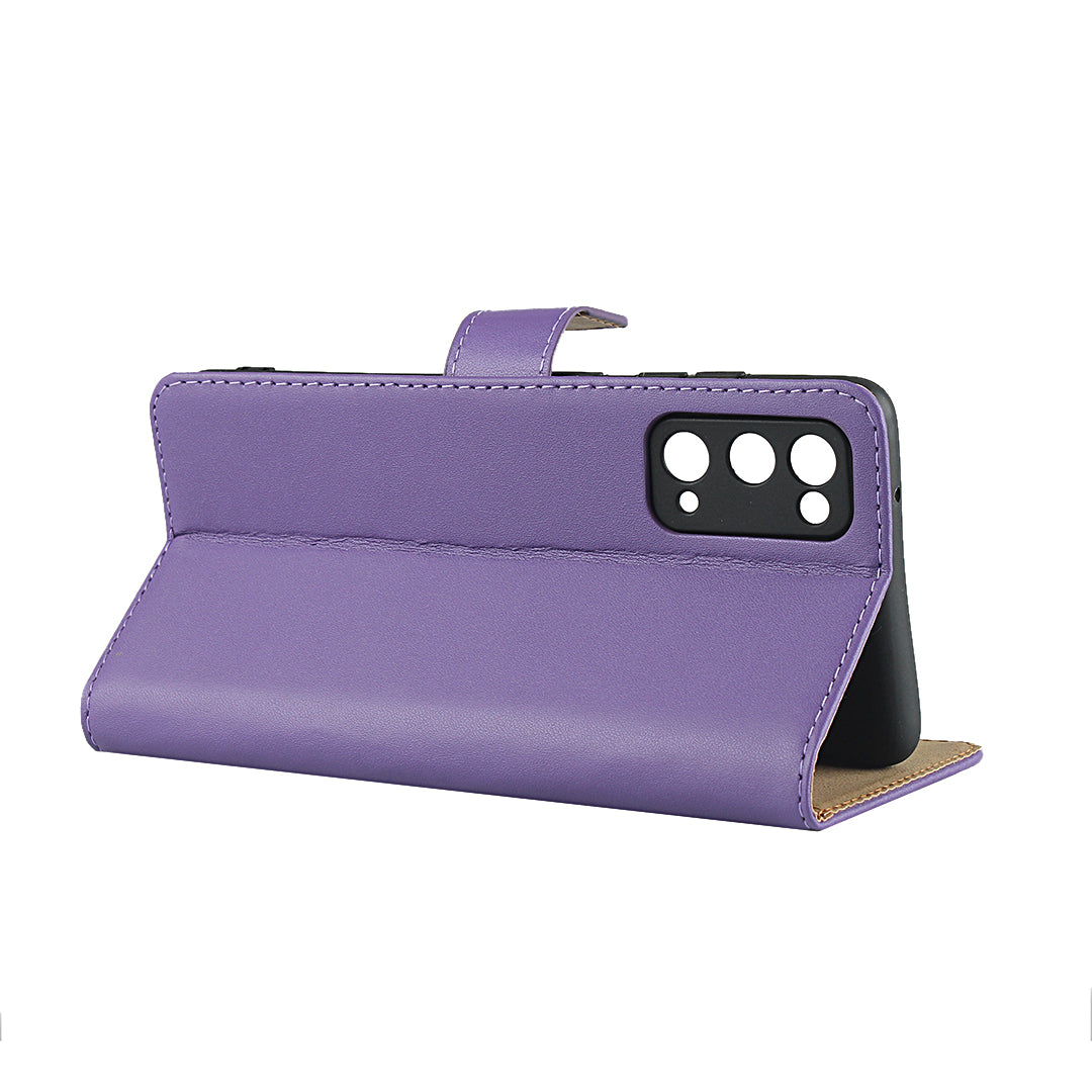 For Samsung Galaxy S20 FE 4G/5G/S20 Lite/S20 FE 2022 Split Leather Shell Wallet Stand Mobile Phone Cover - Purple