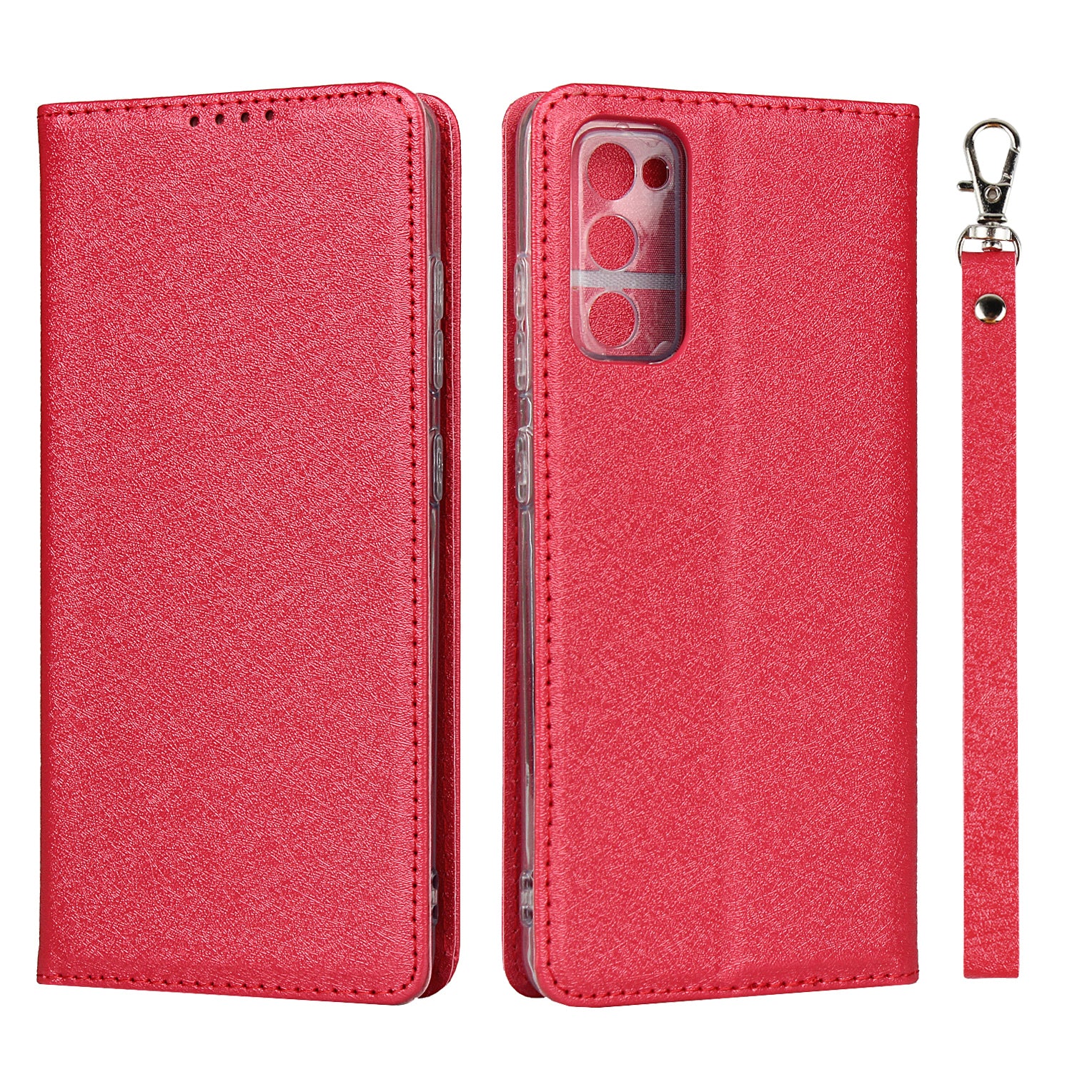 Silk Skin Leather Wallet Stand Protective Phone Case for Samsung Galaxy S20 FE/S20 Fan Edition/S20 FE 5G/S20 Fan Edition 5G - Red