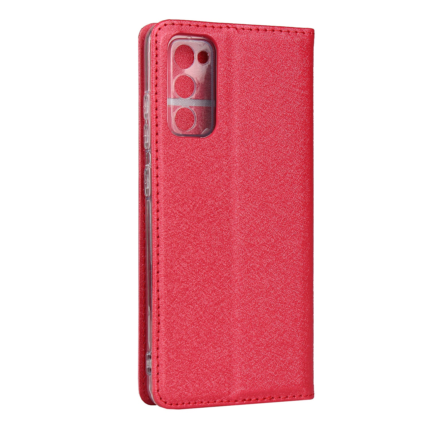 Silk Skin Leather Wallet Stand Protective Phone Case for Samsung Galaxy S20 FE/S20 Fan Edition/S20 FE 5G/S20 Fan Edition 5G - Red