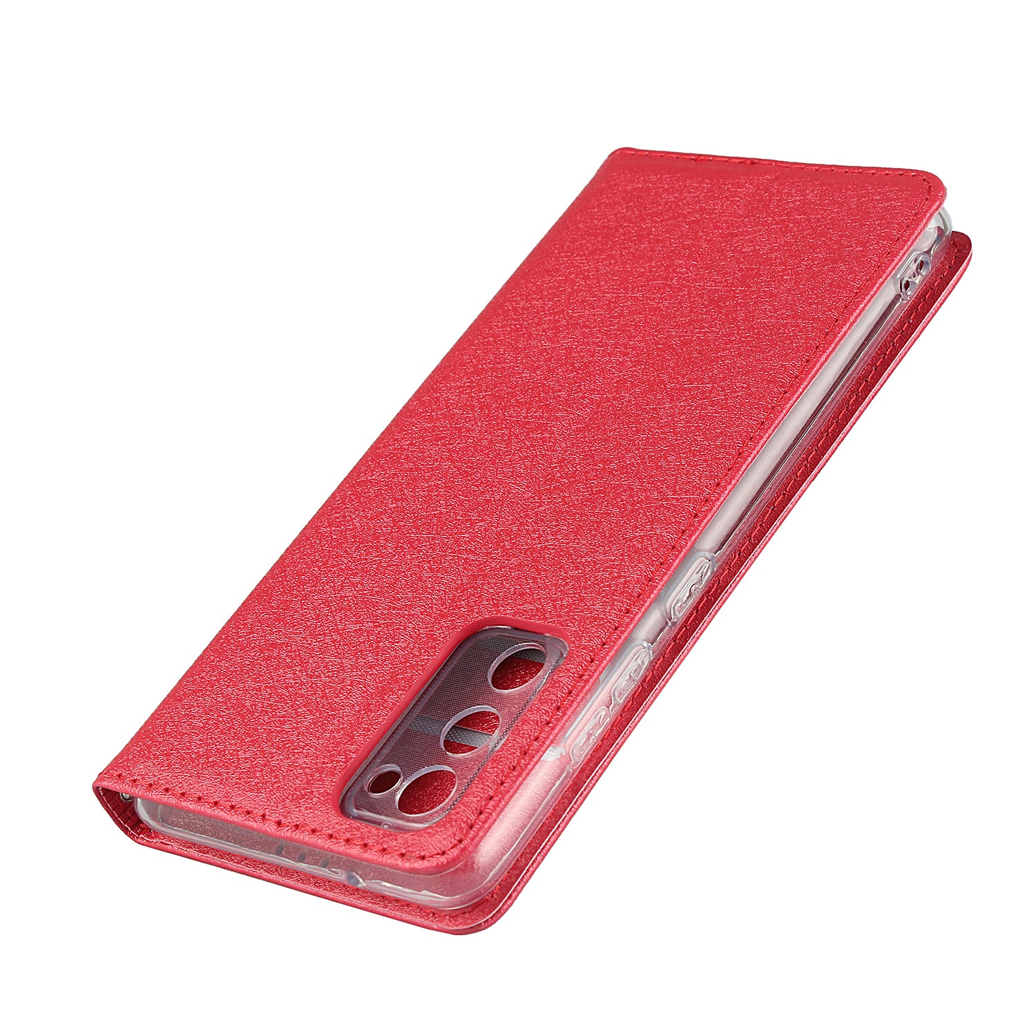 Silk Skin Leather Wallet Stand Protective Phone Case for Samsung Galaxy S20 FE/S20 Fan Edition/S20 FE 5G/S20 Fan Edition 5G - Red