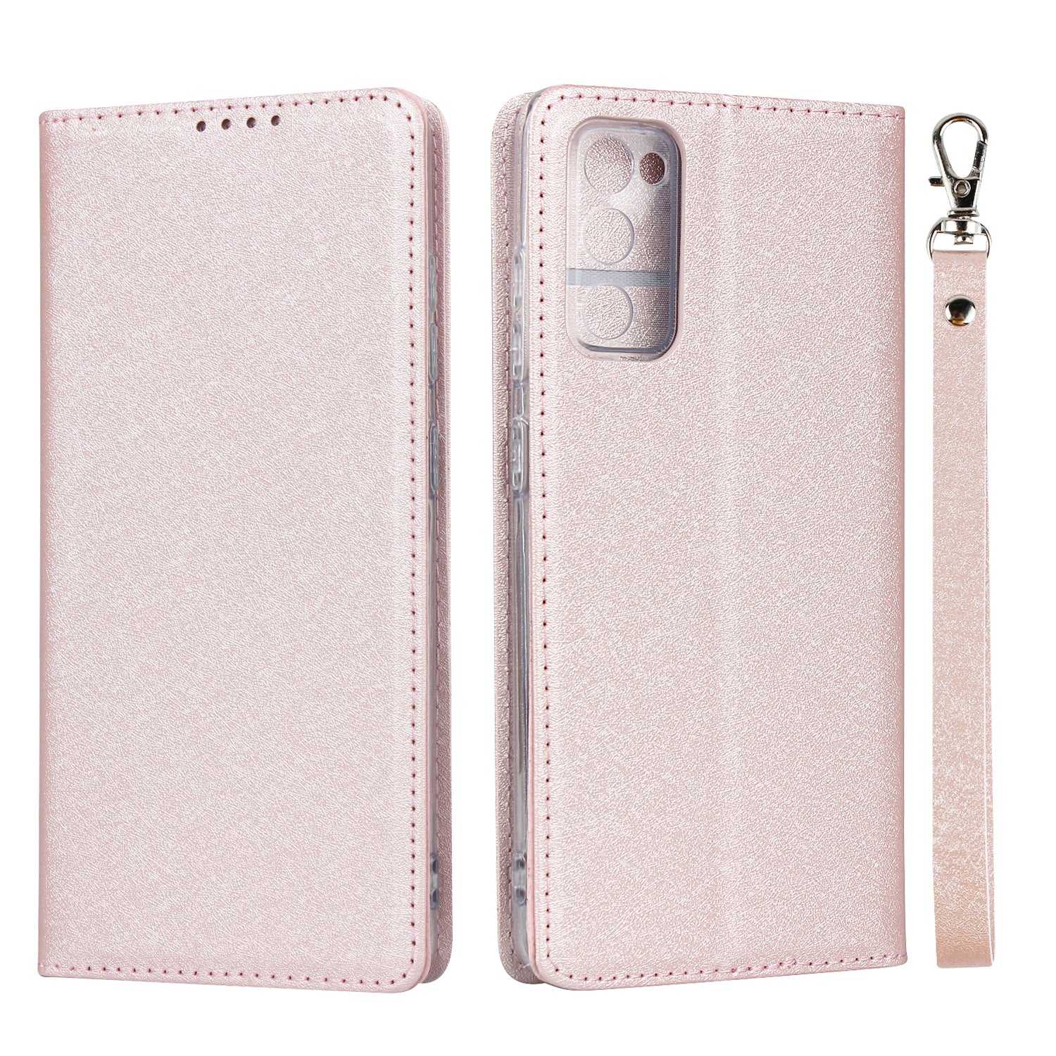 Silk Skin Leather Wallet Stand Protective Phone Case for Samsung Galaxy S20 FE/S20 Fan Edition/S20 FE 5G/S20 Fan Edition 5G - Rose Gold