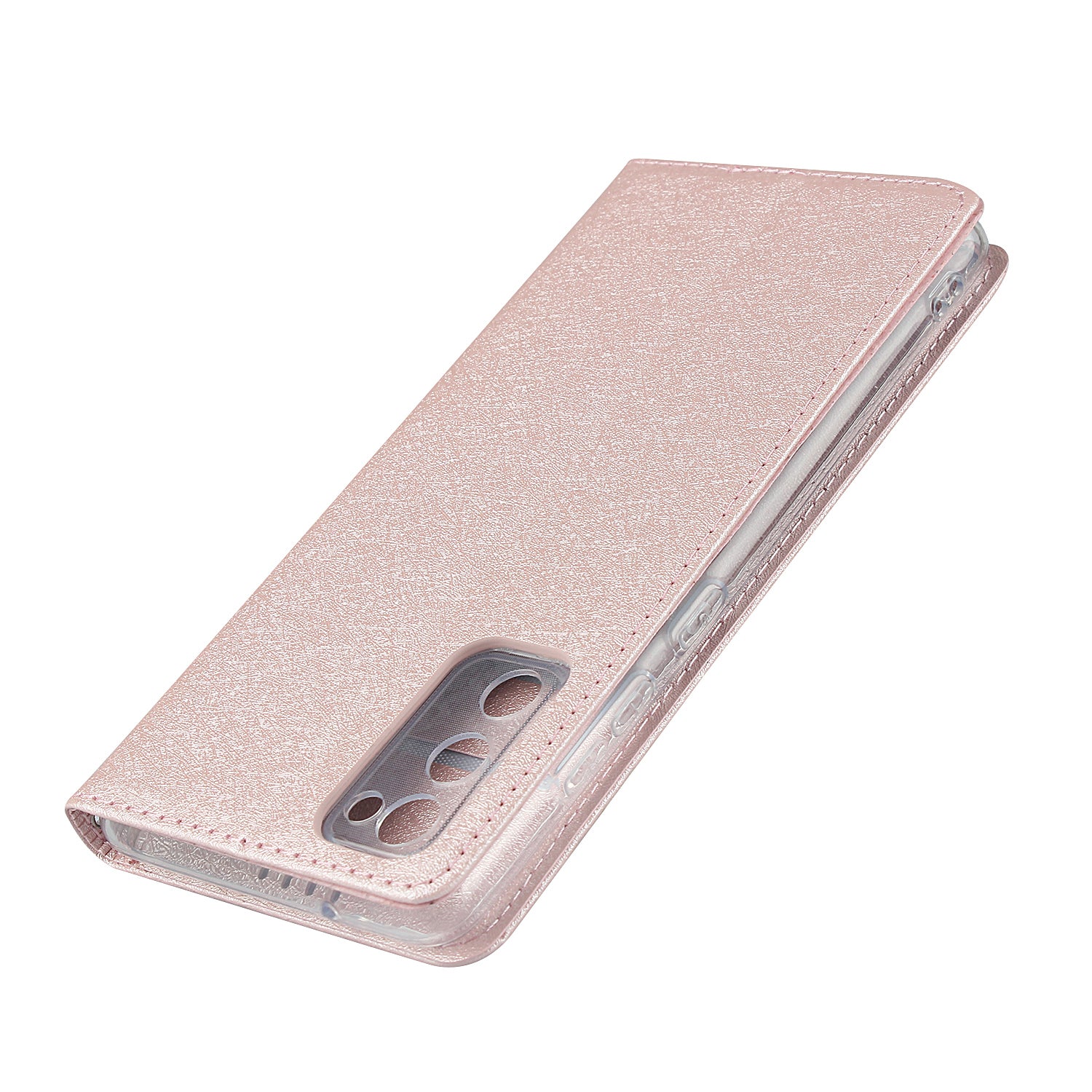 Silk Skin Leather Wallet Stand Protective Phone Case for Samsung Galaxy S20 FE/S20 Fan Edition/S20 FE 5G/S20 Fan Edition 5G - Rose Gold