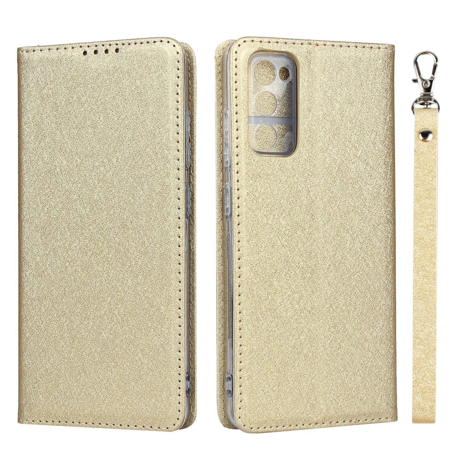 Silk Skin Leather Wallet Stand Protective Phone Case for Samsung Galaxy S20 FE/S20 Fan Edition/S20 FE 5G/S20 Fan Edition 5G - Gold