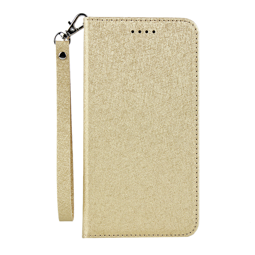 Silk Skin Leather Wallet Stand Protective Phone Case for Samsung Galaxy S20 FE/S20 Fan Edition/S20 FE 5G/S20 Fan Edition 5G - Gold