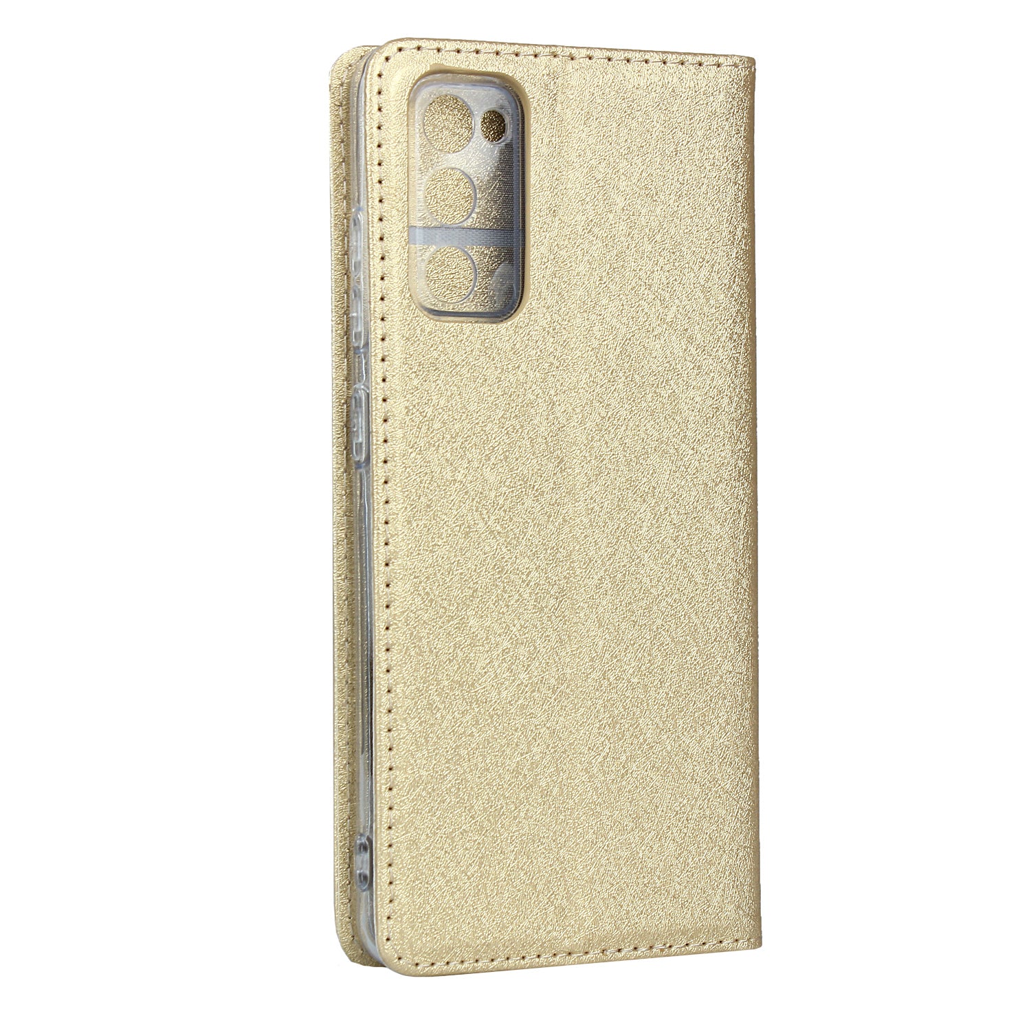 Silk Skin Leather Wallet Stand Protective Phone Case for Samsung Galaxy S20 FE/S20 Fan Edition/S20 FE 5G/S20 Fan Edition 5G - Gold