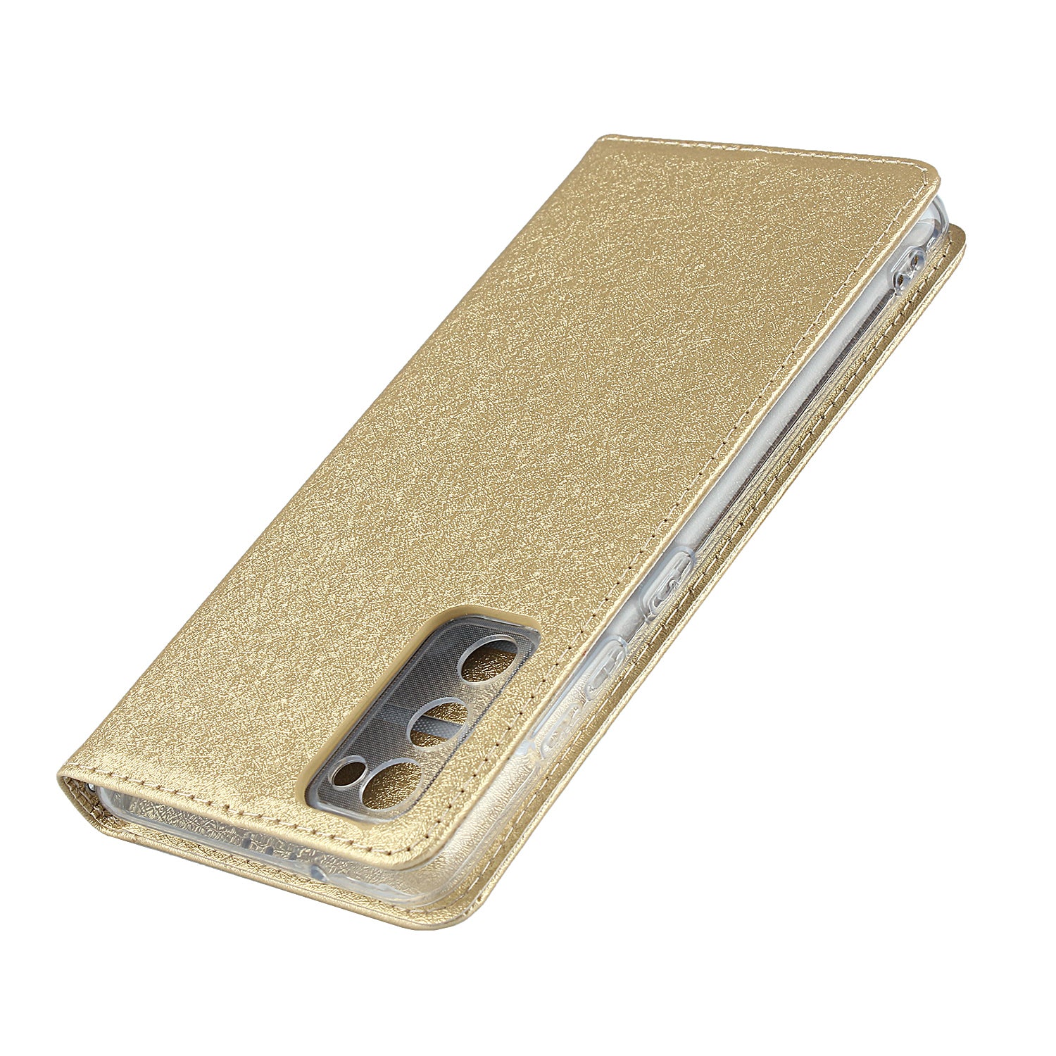 Silk Skin Leather Wallet Stand Protective Phone Case for Samsung Galaxy S20 FE/S20 Fan Edition/S20 FE 5G/S20 Fan Edition 5G - Gold