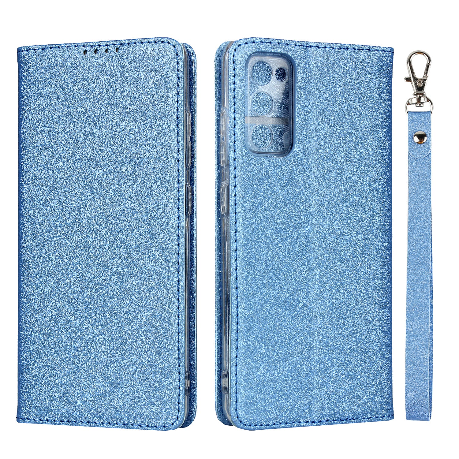 Silk Skin Leather Wallet Stand Protective Phone Case for Samsung Galaxy S20 FE/S20 Fan Edition/S20 FE 5G/S20 Fan Edition 5G - Blue