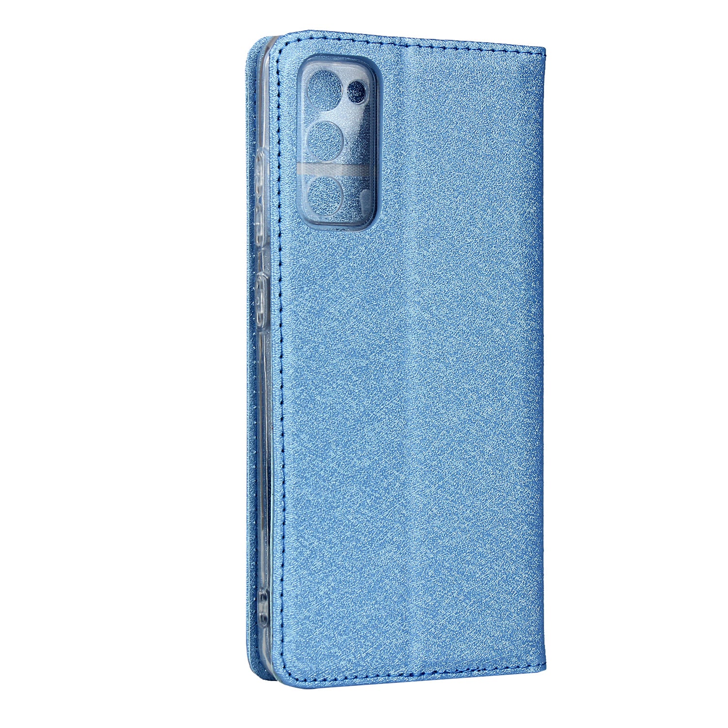 Silk Skin Leather Wallet Stand Protective Phone Case for Samsung Galaxy S20 FE/S20 Fan Edition/S20 FE 5G/S20 Fan Edition 5G - Blue