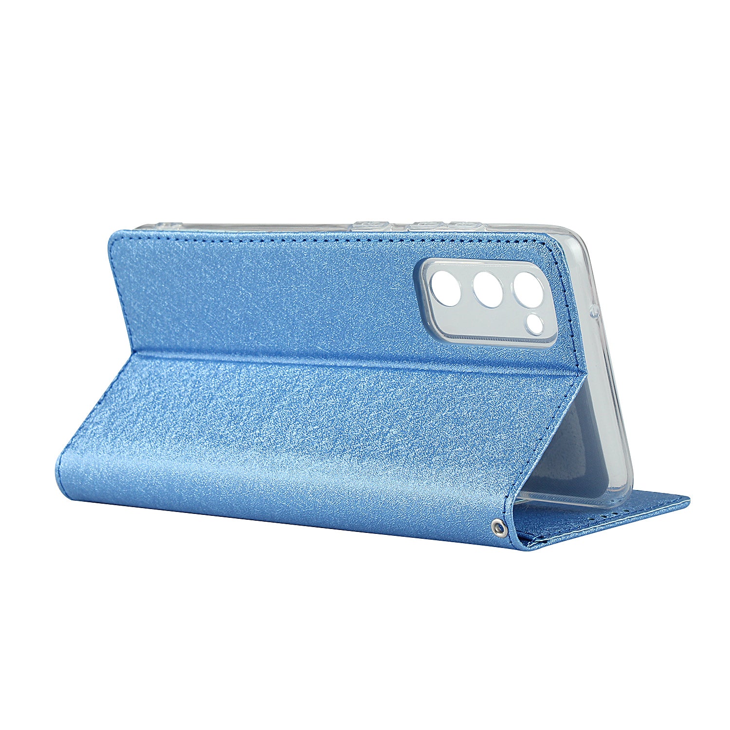 Silk Skin Leather Wallet Stand Protective Phone Case for Samsung Galaxy S20 FE/S20 Fan Edition/S20 FE 5G/S20 Fan Edition 5G - Blue