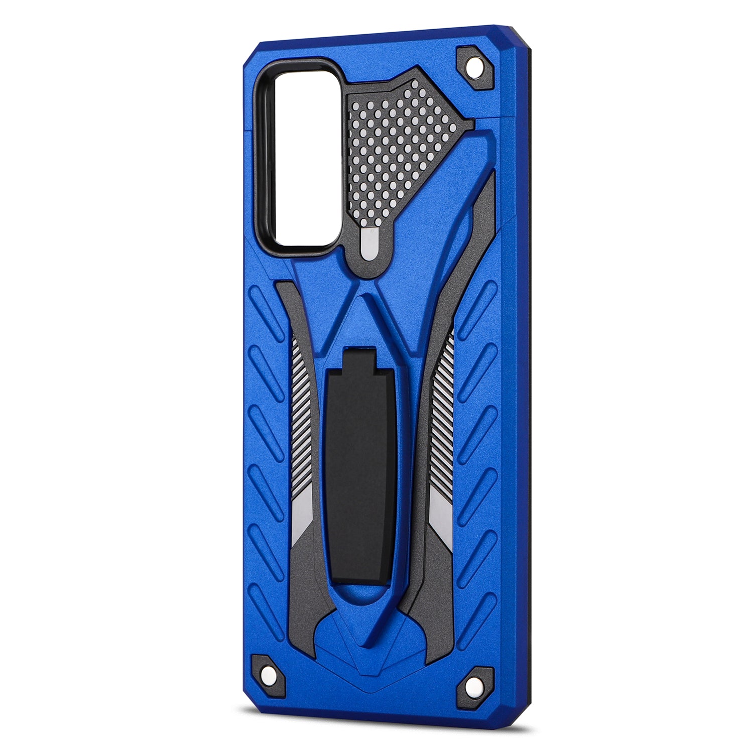 For Samsung Galaxy S20 FE 4G/5G/S20 Lite/S20 FE 2022 Phantom Knight Style TPU PC Shell Kickstand Case - Blue