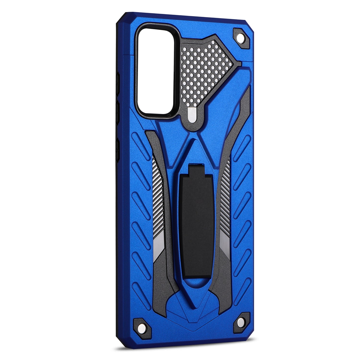 For Samsung Galaxy S20 FE 4G/5G/S20 Lite/S20 FE 2022 Phantom Knight Style TPU PC Shell Kickstand Case - Blue