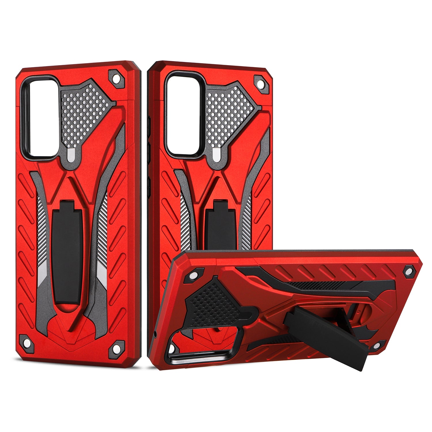 For Samsung Galaxy S20 FE 4G/5G/S20 Lite/S20 FE 2022 Phantom Knight Style TPU PC Shell Kickstand Case - Red