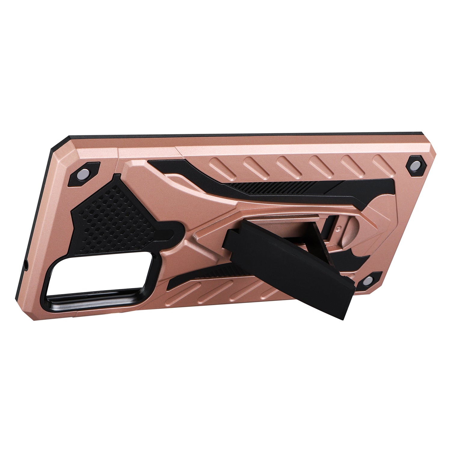 For Samsung Galaxy S20 FE 4G/5G/S20 Lite/S20 FE 2022 Phantom Knight Style TPU PC Shell Kickstand Case - Rose Gold