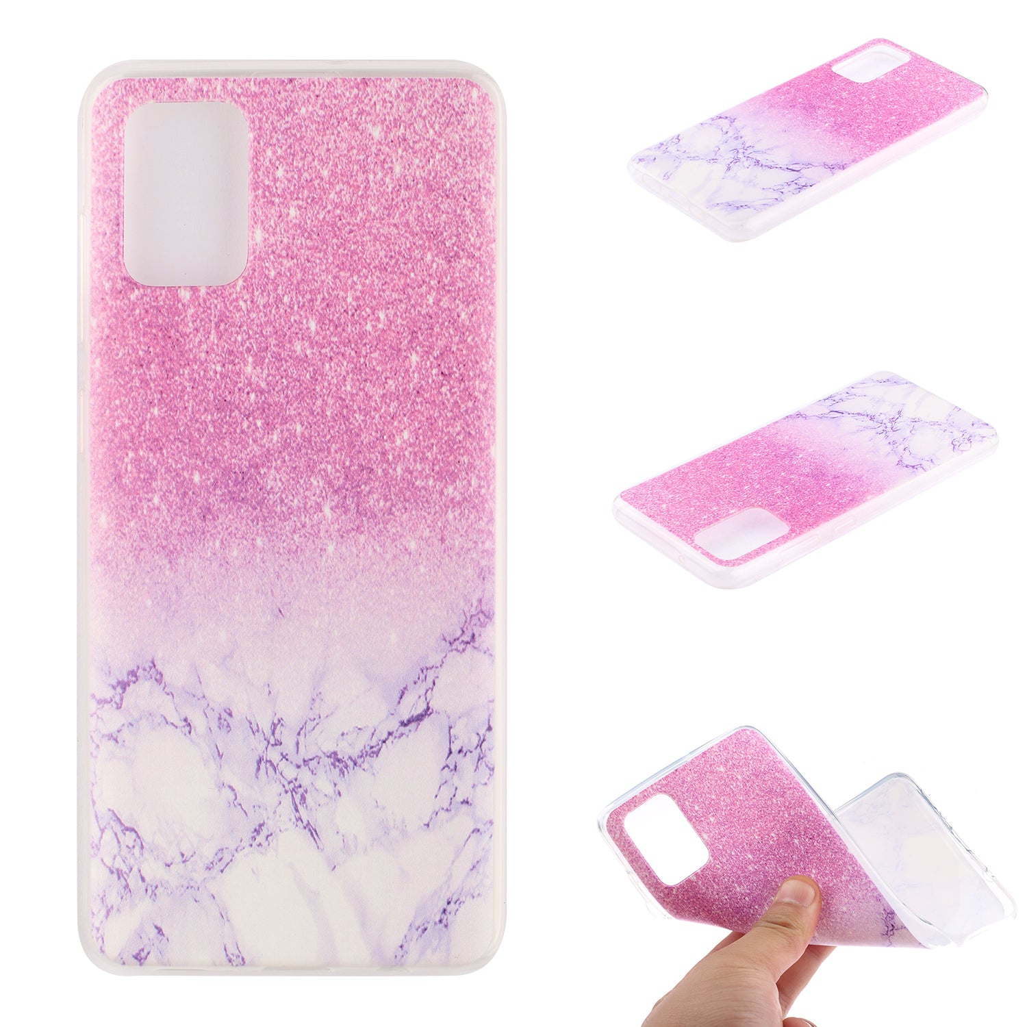 High Transmittance Shell Pattern Printing TPU Phone Case for Samsung Galaxy S20 FE/S20 FE 5G/S20 Lite - Pink Glitter Powder