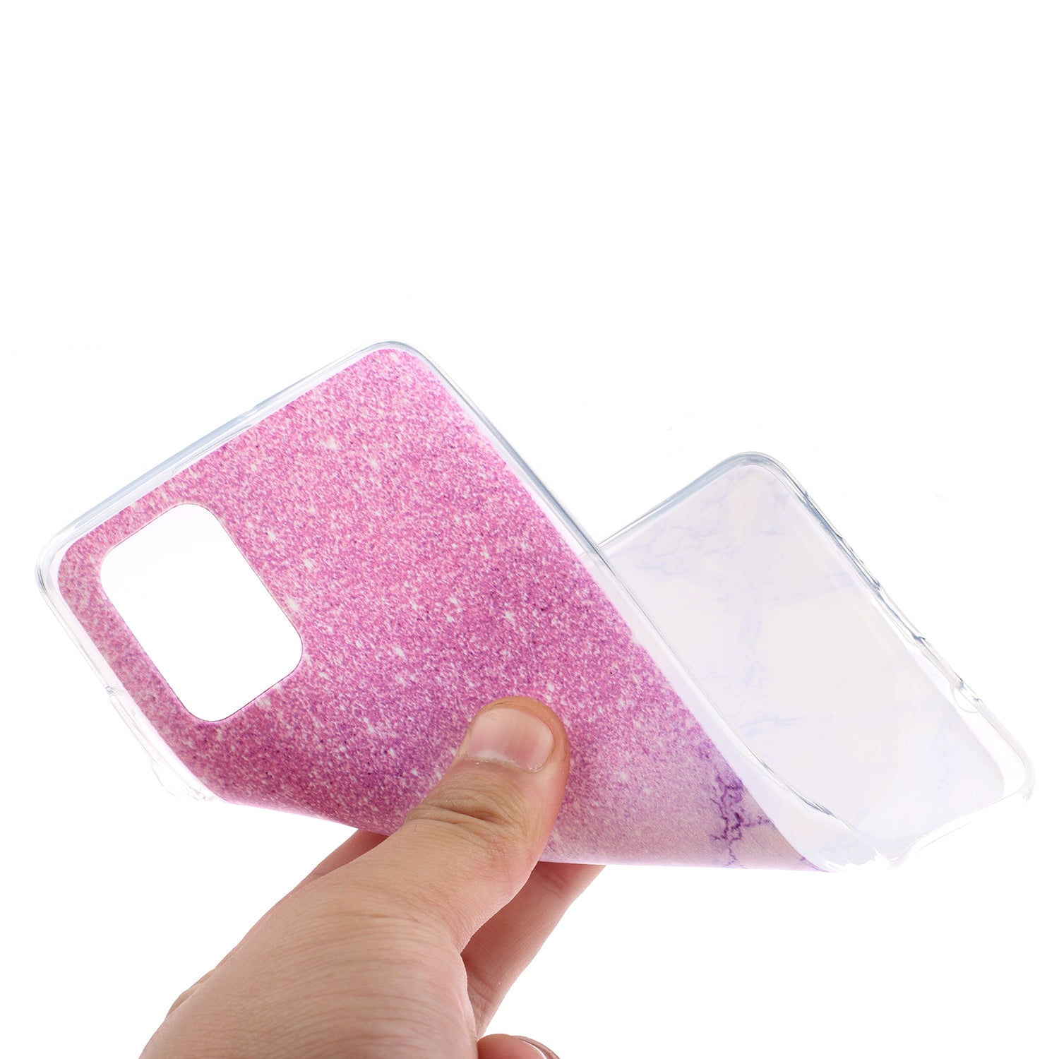 High Transmittance Shell Pattern Printing TPU Phone Case for Samsung Galaxy S20 FE/S20 FE 5G/S20 Lite - Pink Glitter Powder