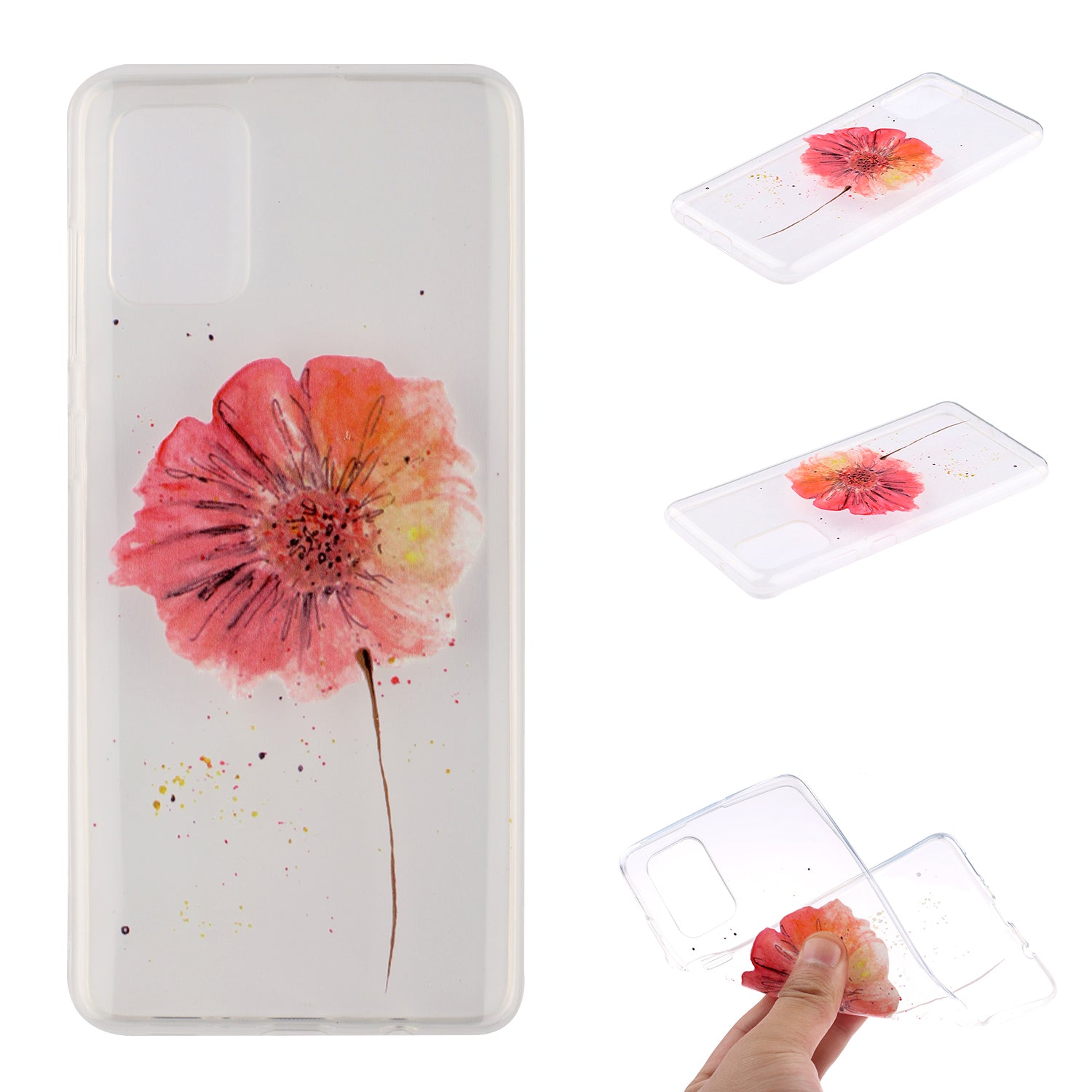 High Transmittance Shell Pattern Printing TPU Phone Case for Samsung Galaxy S20 FE/S20 FE 5G/S20 Lite - Orange Flower