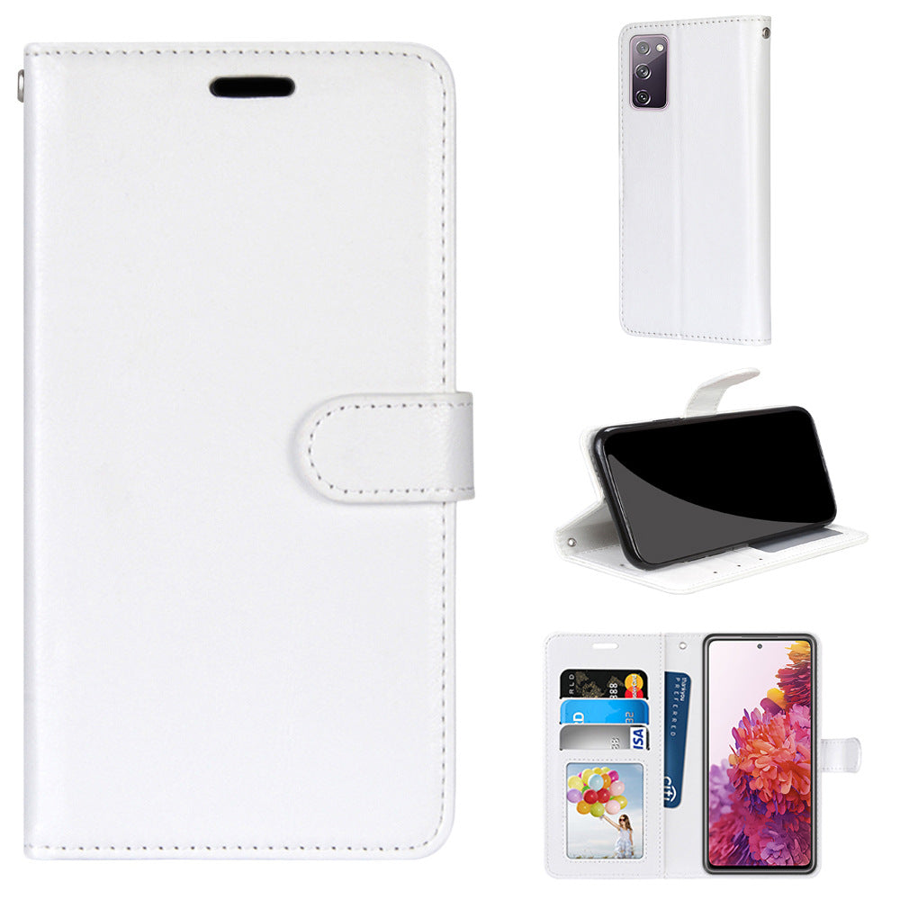 Wallet Stand Leather Shell Magnetic Clasp Protective Cover for Samsung Galaxy S20 FE/S20 Fan Edition/S20 FE 5G/S20 Fan Edition 5G/S20 Lite - White