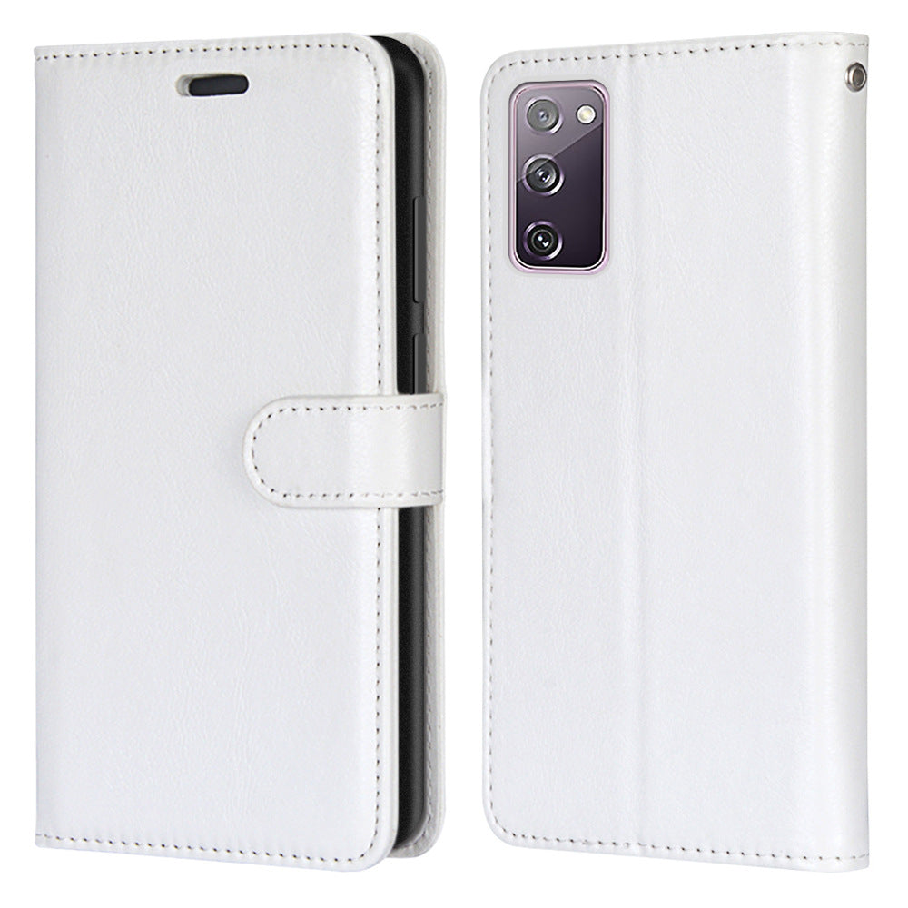 Wallet Stand Leather Shell Magnetic Clasp Protective Cover for Samsung Galaxy S20 FE/S20 Fan Edition/S20 FE 5G/S20 Fan Edition 5G/S20 Lite - White