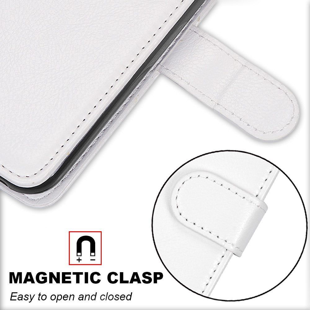 Wallet Stand Leather Shell Magnetic Clasp Protective Cover for Samsung Galaxy S20 FE/S20 Fan Edition/S20 FE 5G/S20 Fan Edition 5G/S20 Lite - White