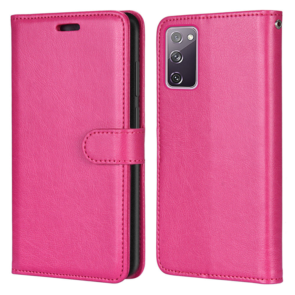 Wallet Stand Leather Shell Magnetic Clasp Protective Cover for Samsung Galaxy S20 FE/S20 Fan Edition/S20 FE 5G/S20 Fan Edition 5G/S20 Lite - Rose