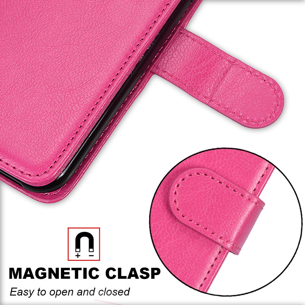 Wallet Stand Leather Shell Magnetic Clasp Protective Cover for Samsung Galaxy S20 FE/S20 Fan Edition/S20 FE 5G/S20 Fan Edition 5G/S20 Lite - Rose