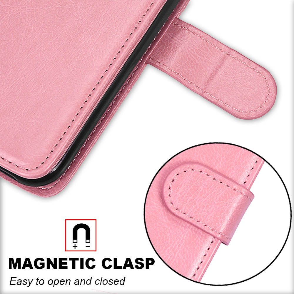 Wallet Stand Leather Shell Magnetic Clasp Protective Cover for Samsung Galaxy S20 FE/S20 Fan Edition/S20 FE 5G/S20 Fan Edition 5G/S20 Lite - Pink