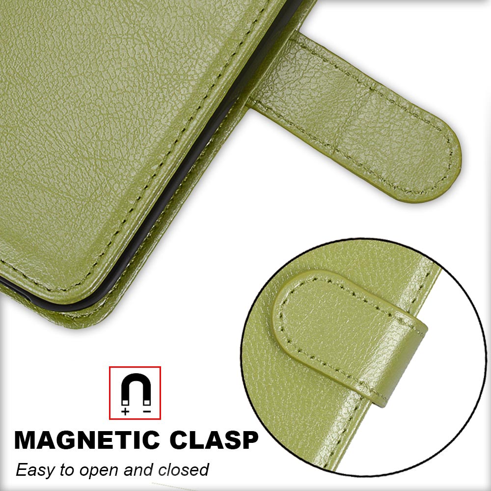 Wallet Stand Leather Shell Magnetic Clasp Protective Cover for Samsung Galaxy S20 FE/S20 Fan Edition/S20 FE 5G/S20 Fan Edition 5G/S20 Lite - Green