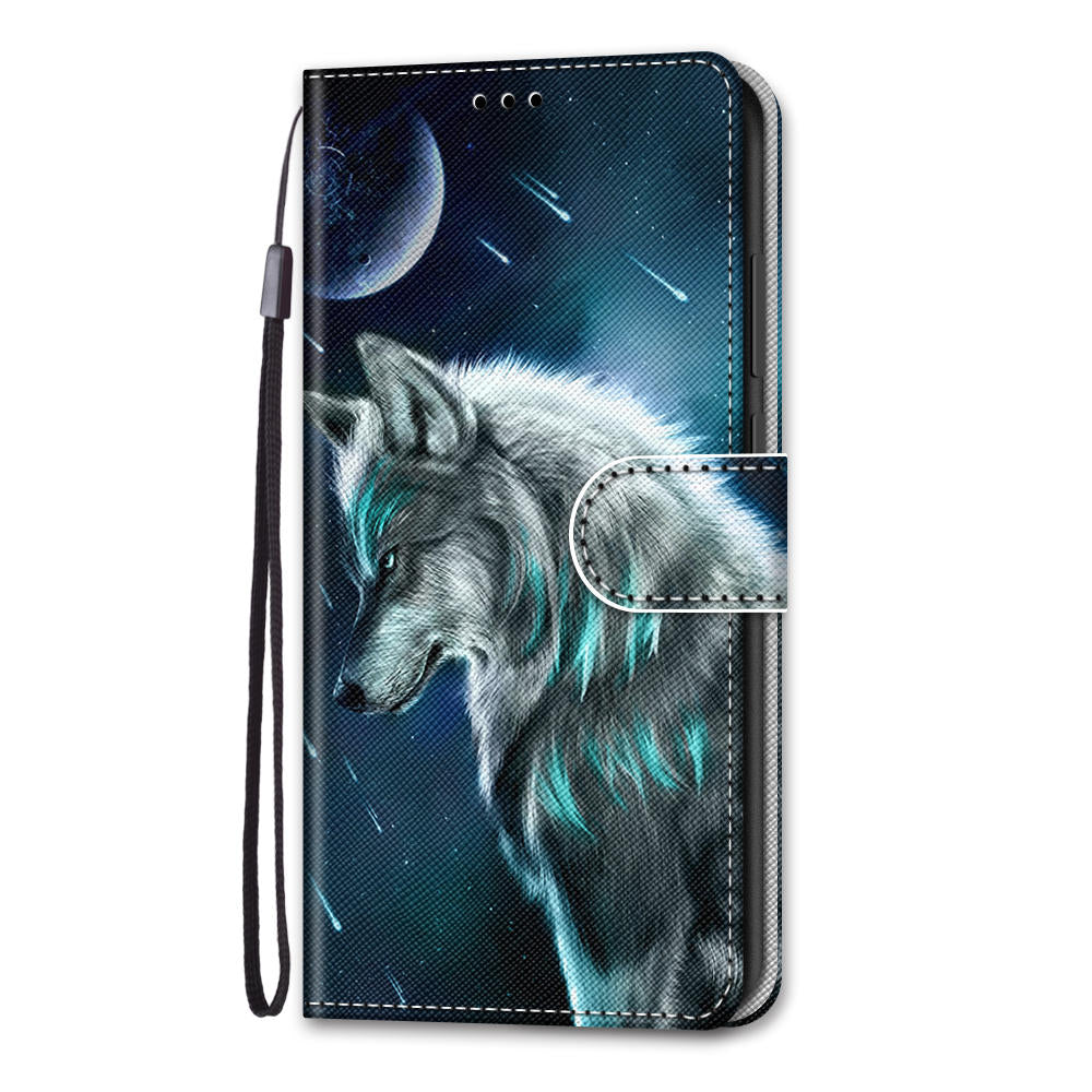 For Samsung Galaxy S20 FE 4G/5G/S20 Lite/S20 FE 2022 Anti-Drop Wallet Stand Case Pattern Printing Shell - Grey Wolf