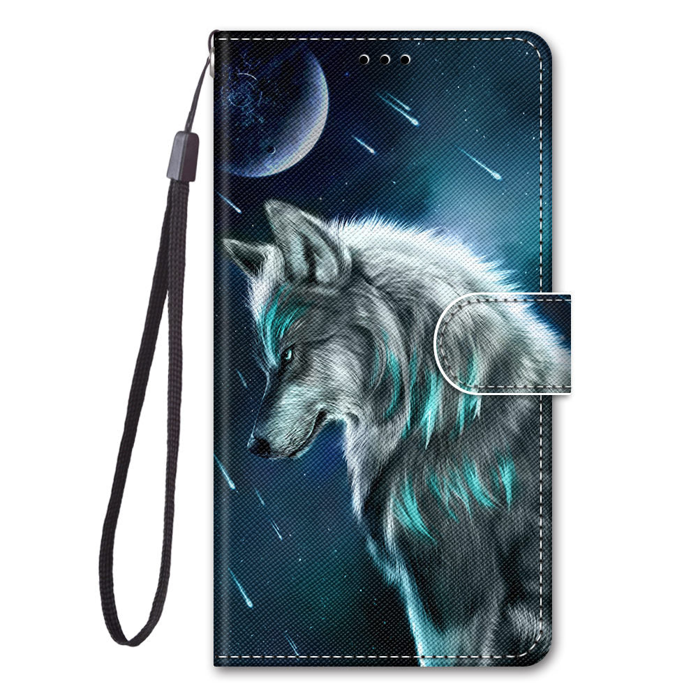 For Samsung Galaxy S20 FE 4G/5G/S20 Lite/S20 FE 2022 Anti-Drop Wallet Stand Case Pattern Printing Shell - Grey Wolf