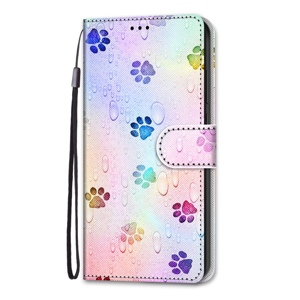 For Samsung Galaxy S20 FE 4G/5G/S20 Lite/S20 FE 2022 Anti-Drop Wallet Stand Case Pattern Printing Shell - Cat Footprint