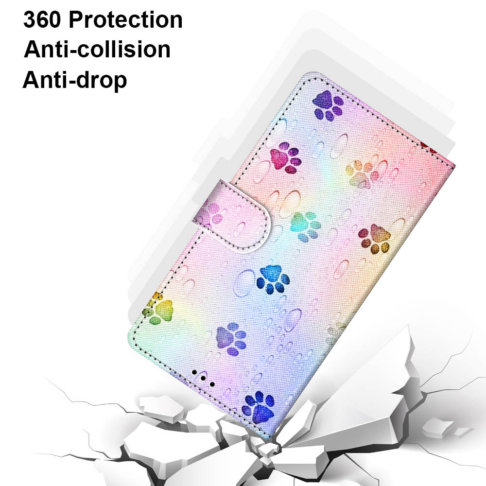 For Samsung Galaxy S20 FE 4G/5G/S20 Lite/S20 FE 2022 Anti-Drop Wallet Stand Case Pattern Printing Shell - Cat Footprint