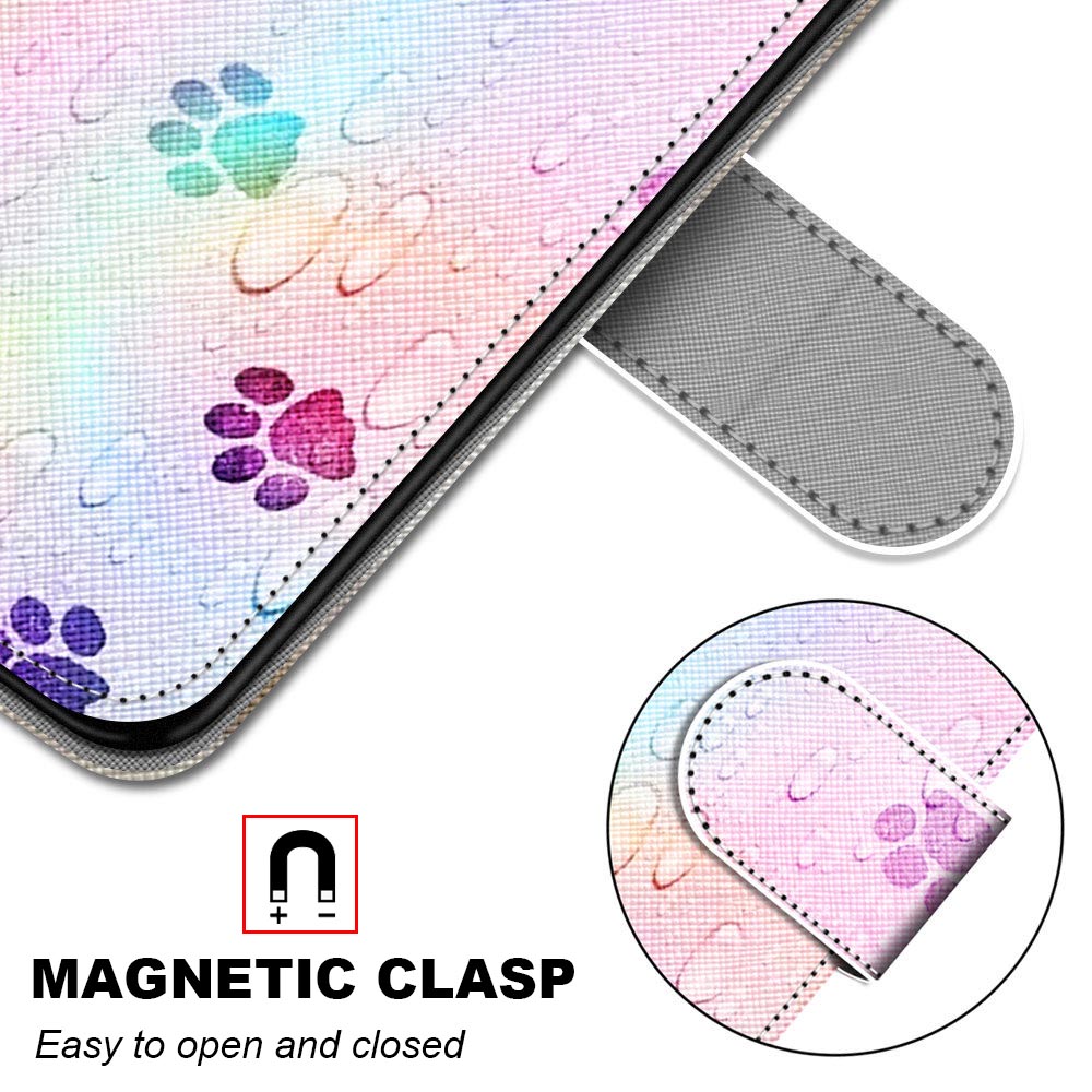 For Samsung Galaxy S20 FE 4G/5G/S20 Lite/S20 FE 2022 Anti-Drop Wallet Stand Case Pattern Printing Shell - Cat Footprint