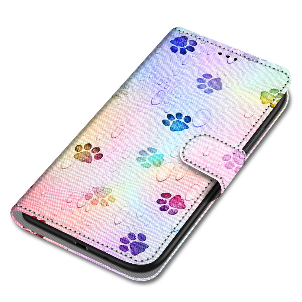 For Samsung Galaxy S20 FE 4G/5G/S20 Lite/S20 FE 2022 Anti-Drop Wallet Stand Case Pattern Printing Shell - Cat Footprint