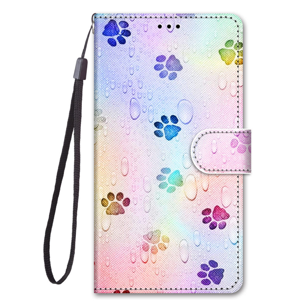 For Samsung Galaxy S20 FE 4G/5G/S20 Lite/S20 FE 2022 Anti-Drop Wallet Stand Case Pattern Printing Shell - Cat Footprint