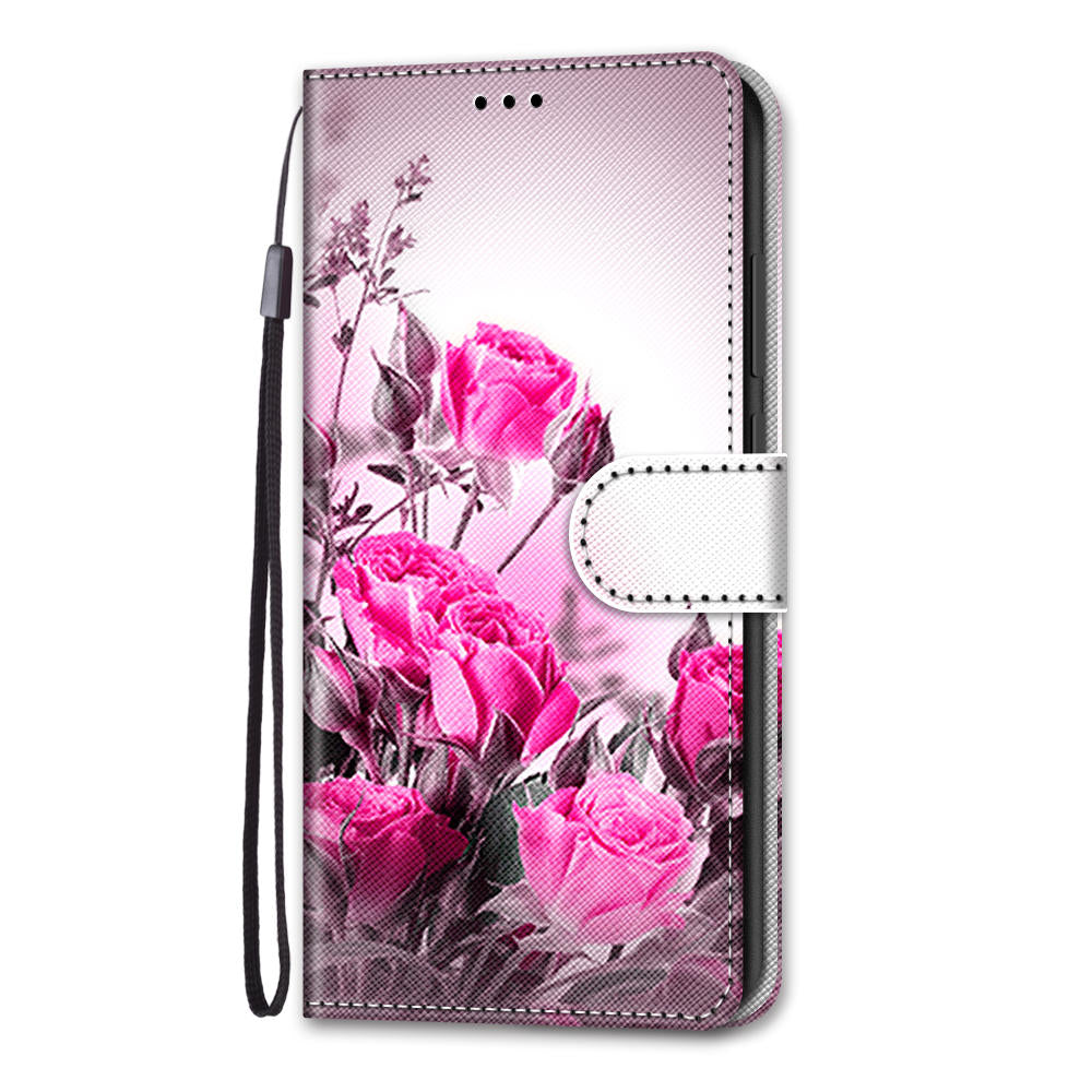 For Samsung Galaxy S20 FE 4G/5G/S20 Lite/S20 FE 2022 Anti-Drop Wallet Stand Case Pattern Printing Shell - Rose Flower