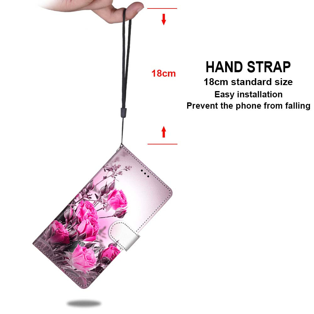 For Samsung Galaxy S20 FE 4G/5G/S20 Lite/S20 FE 2022 Anti-Drop Wallet Stand Case Pattern Printing Shell - Rose Flower