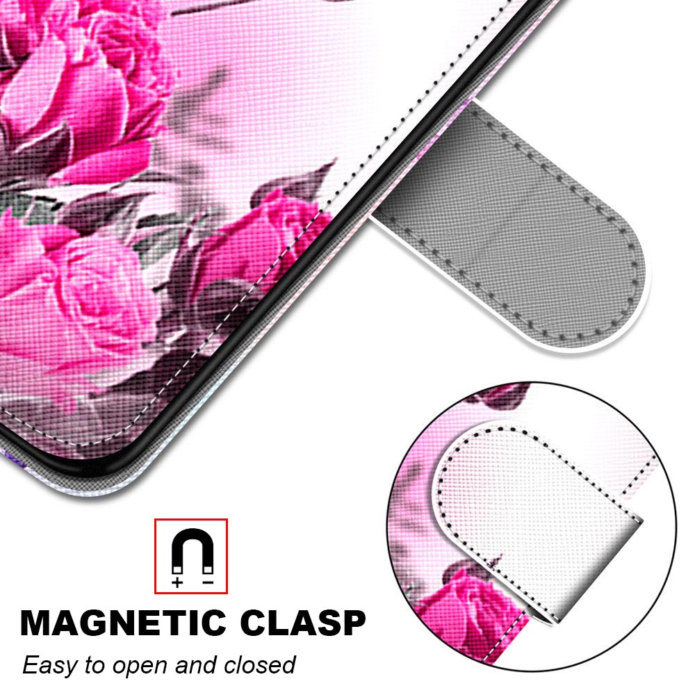 For Samsung Galaxy S20 FE 4G/5G/S20 Lite/S20 FE 2022 Anti-Drop Wallet Stand Case Pattern Printing Shell - Rose Flower