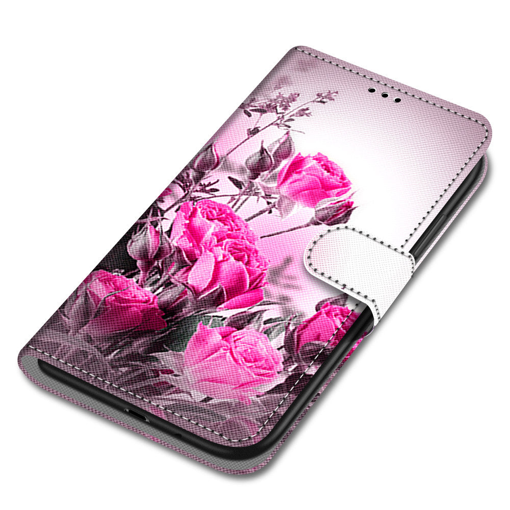 For Samsung Galaxy S20 FE 4G/5G/S20 Lite/S20 FE 2022 Anti-Drop Wallet Stand Case Pattern Printing Shell - Rose Flower