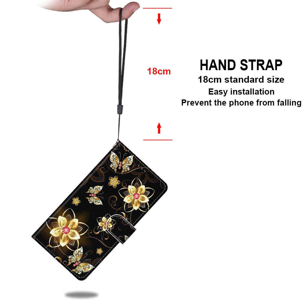 For Samsung Galaxy S20 FE 4G/5G/S20 Lite/S20 FE 2022 Anti-Drop Wallet Stand Case Pattern Printing Shell - Golden Flower