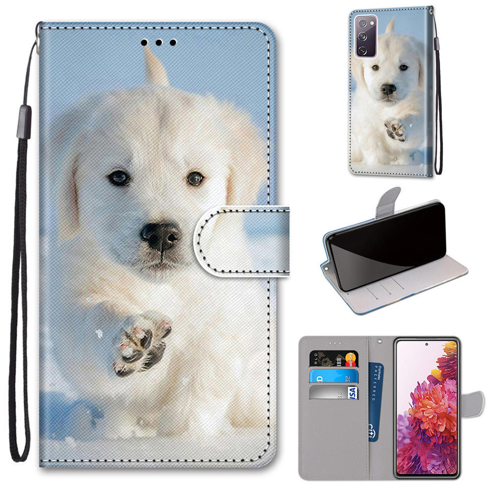 For Samsung Galaxy S20 FE 4G/5G/S20 Lite/S20 FE 2022 Anti-Drop Wallet Stand Case Pattern Printing Shell - Lite Dog