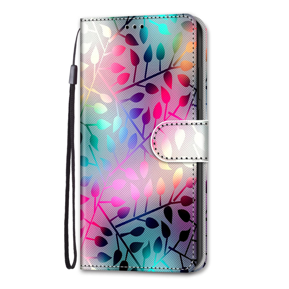 For Samsung Galaxy S20 FE 4G/5G/S20 Lite/S20 FE 2022 Anti-Drop Wallet Stand Case Pattern Printing Shell - Colorful Leaves