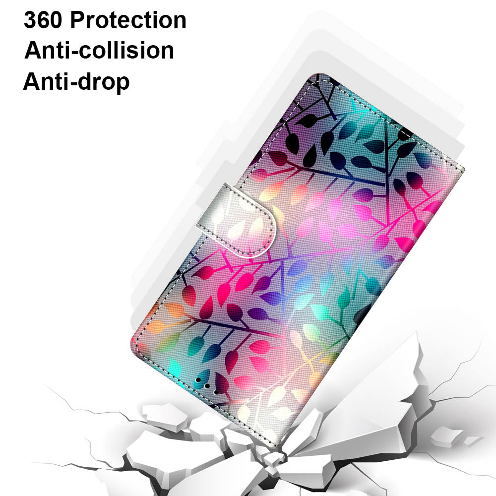 For Samsung Galaxy S20 FE 4G/5G/S20 Lite/S20 FE 2022 Anti-Drop Wallet Stand Case Pattern Printing Shell - Colorful Leaves