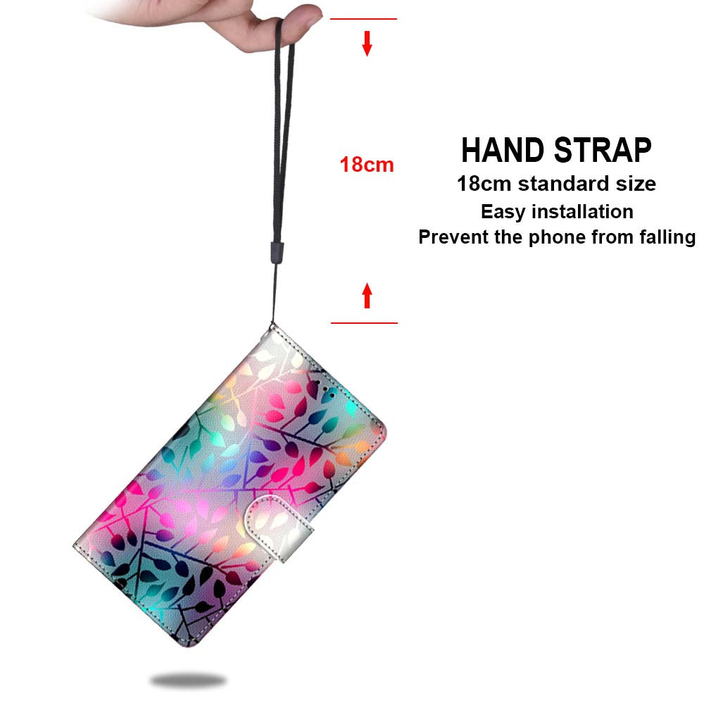 For Samsung Galaxy S20 FE 4G/5G/S20 Lite/S20 FE 2022 Anti-Drop Wallet Stand Case Pattern Printing Shell - Colorful Leaves