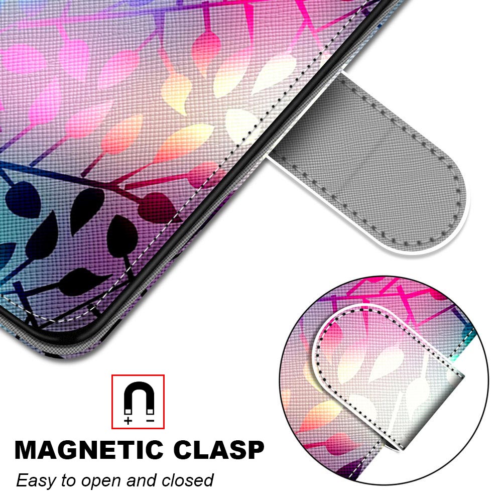 For Samsung Galaxy S20 FE 4G/5G/S20 Lite/S20 FE 2022 Anti-Drop Wallet Stand Case Pattern Printing Shell - Colorful Leaves