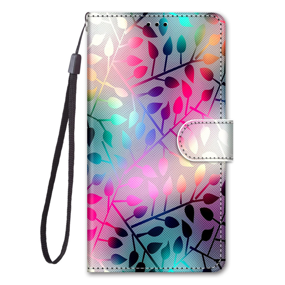 For Samsung Galaxy S20 FE 4G/5G/S20 Lite/S20 FE 2022 Anti-Drop Wallet Stand Case Pattern Printing Shell - Colorful Leaves