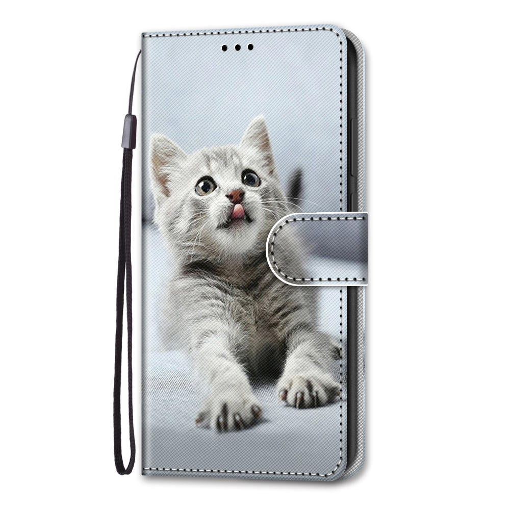 For Samsung Galaxy S20 FE 4G/5G/S20 Lite/S20 FE 2022 Anti-Drop Wallet Stand Case Pattern Printing Shell - Cat