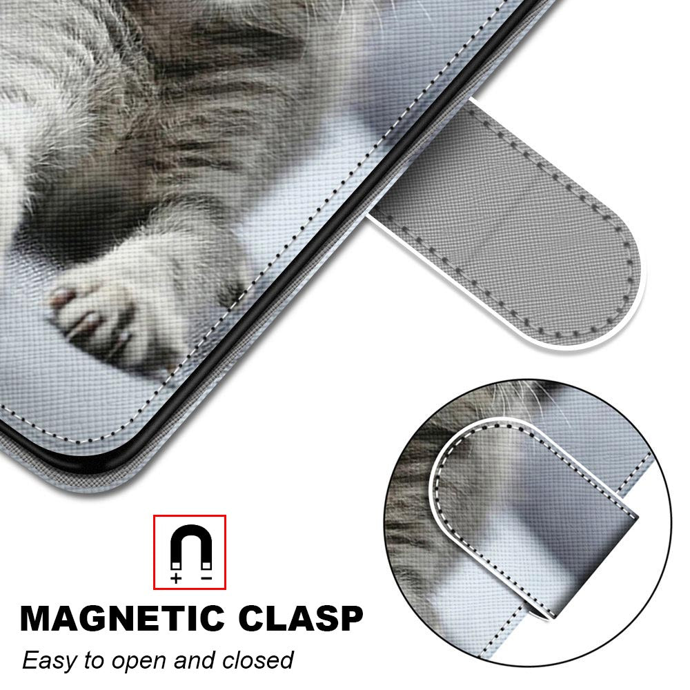 For Samsung Galaxy S20 FE 4G/5G/S20 Lite/S20 FE 2022 Anti-Drop Wallet Stand Case Pattern Printing Shell - Cat