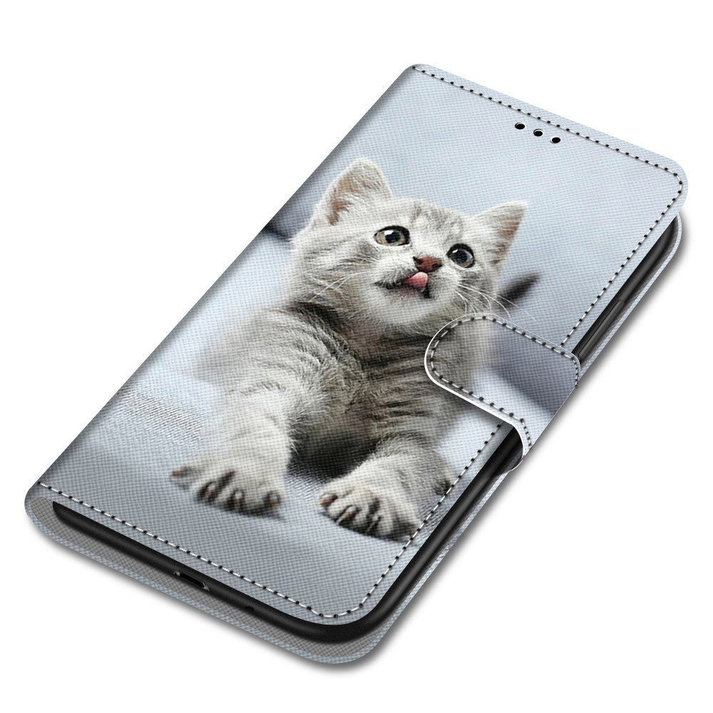 For Samsung Galaxy S20 FE 4G/5G/S20 Lite/S20 FE 2022 Anti-Drop Wallet Stand Case Pattern Printing Shell - Cat