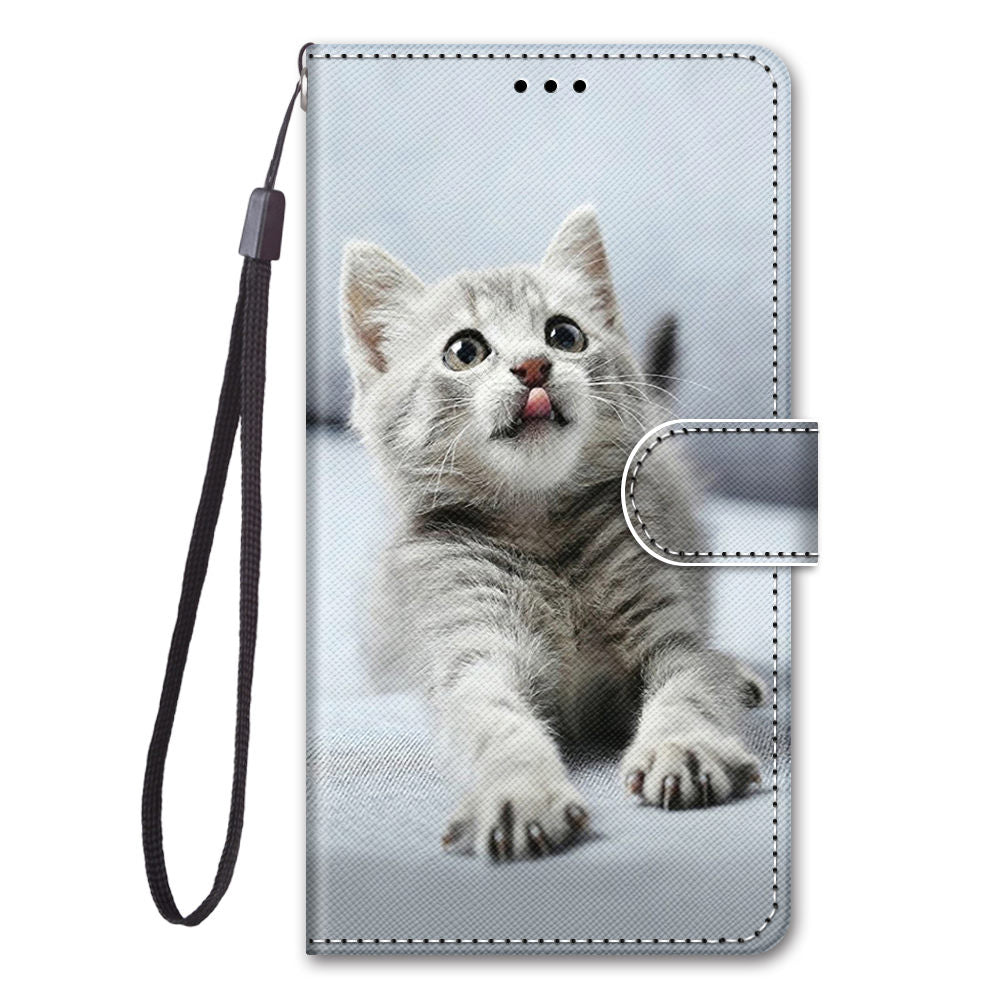 For Samsung Galaxy S20 FE 4G/5G/S20 Lite/S20 FE 2022 Anti-Drop Wallet Stand Case Pattern Printing Shell - Cat